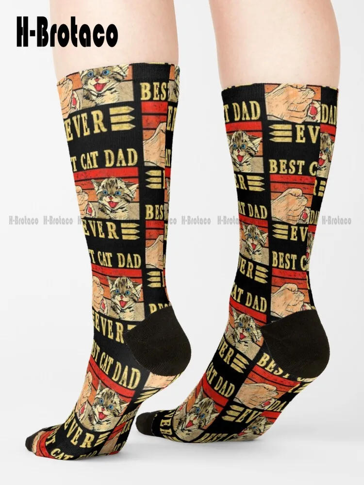 

Best Vegan Cat Dad Ever Socks Black Football Socks Comfortable Best Girls Sports Gd Hip Hop Street Skateboard Socks Casual Art