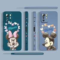 minnie mickey mouse for xiaomi redmi note 11 11s 10 10s 9 9s 9t 8 8t 7 5 pro 4g 5g liquid left rope phone case cover coque capa