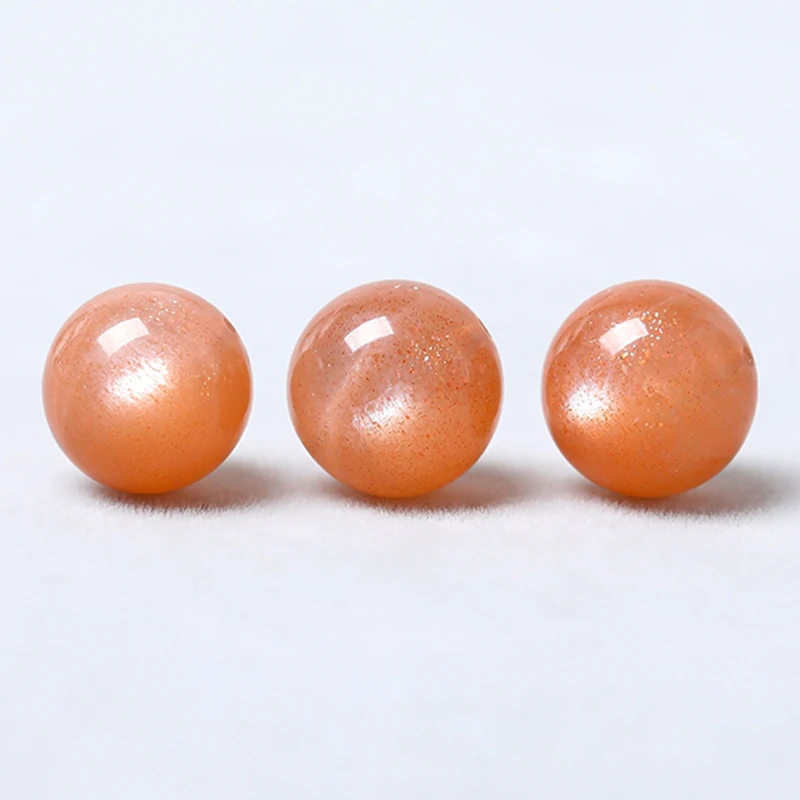 Natural Sunstone Orange Moonstone Loose Beads Crystal Single DIY Bracelet Jewelry Accessories Women