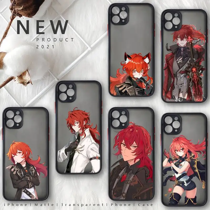 

Diluc Ragnvindr Genshin Impact Phone Case matte transparent For iphone 14 11 12 13 plus mini x xs xr pro max cover