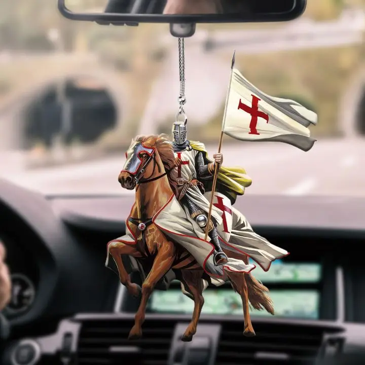 

Knight Templar Riding Horse Car Hanging Ornament Car Interior Decor Car Pendant Home Room Decor Accessories