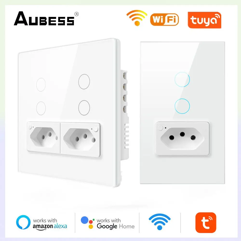 

Выключатель настенный сенсорный с розеткой, Wi-Fi, 2,4 ГГц, с поддержкой Alexa и Google Home