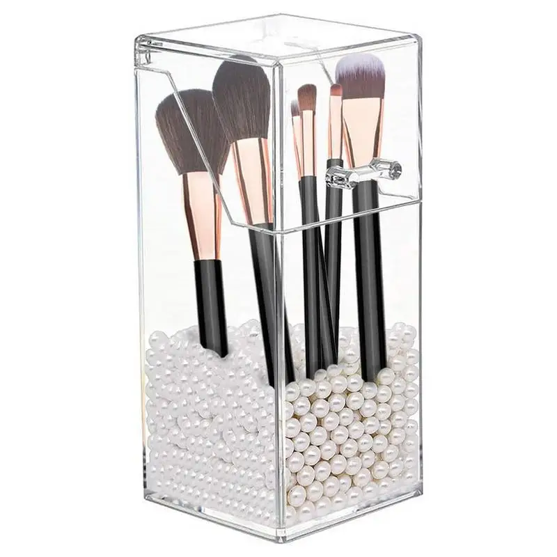 

Органайзер для кистей для макияжа с крышкой, акриловый прозрачный держатель для кистей для макияжа, органайзер для косметики, коробка для хранения карандашей для бровей