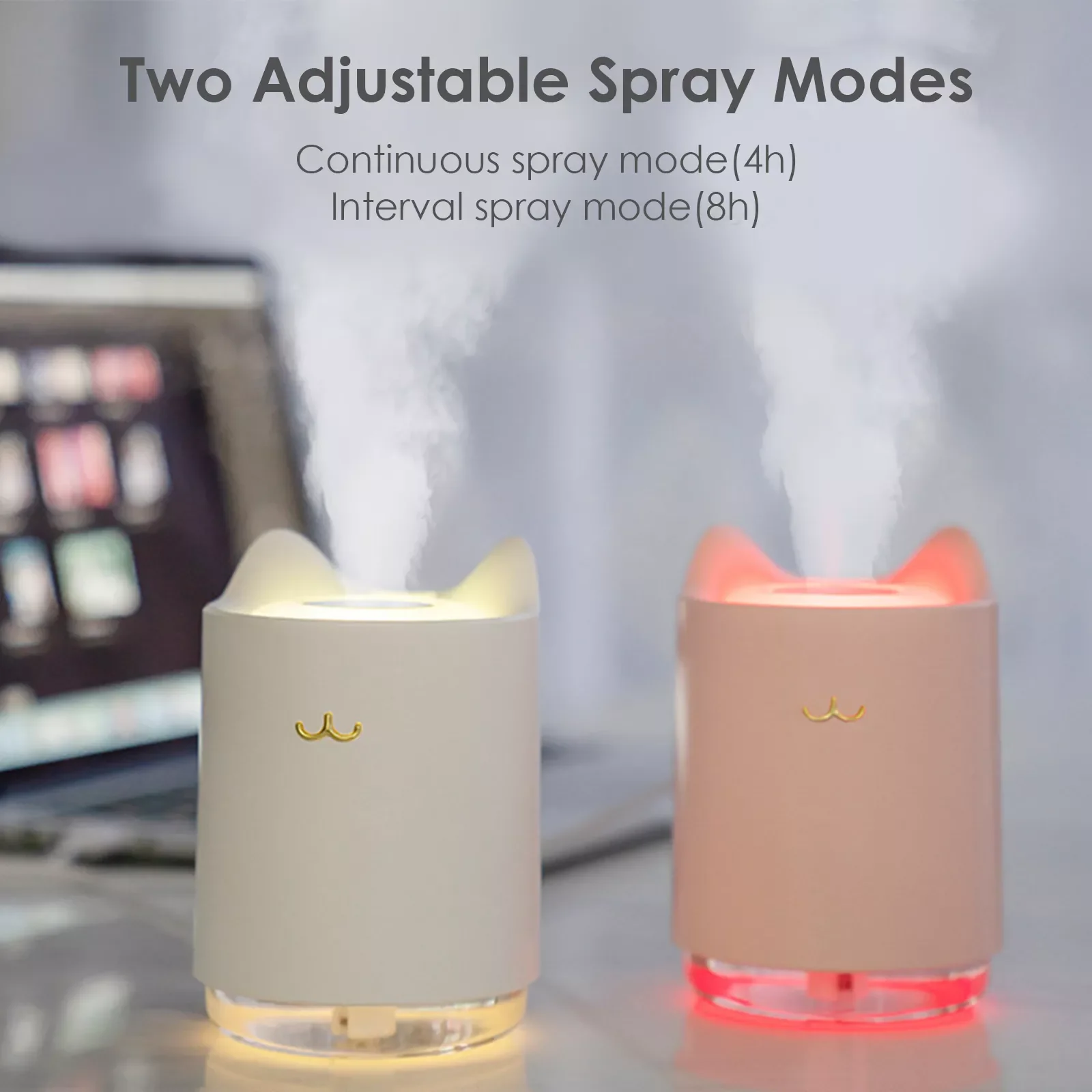 320mL Air Humidifier Portable 7-color Night Light Mist Humidifier Coloful Mini USB Home Desktop Aromatherapy Diffuser Humidifier