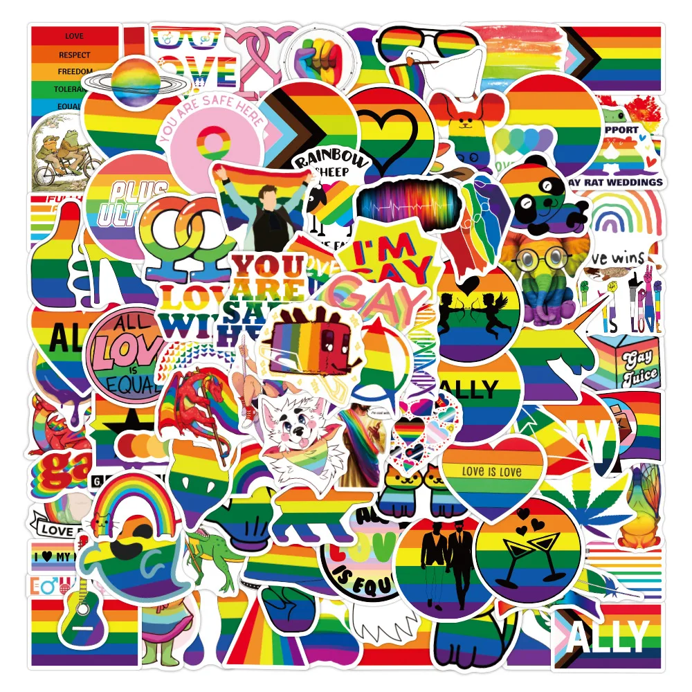 

10/30/50/100pcs Anime Rainbow LGBT Stickers Aesthetic Laptop Skateboard Water Bottle Bike Waterproof Graffiti Decals Sticker