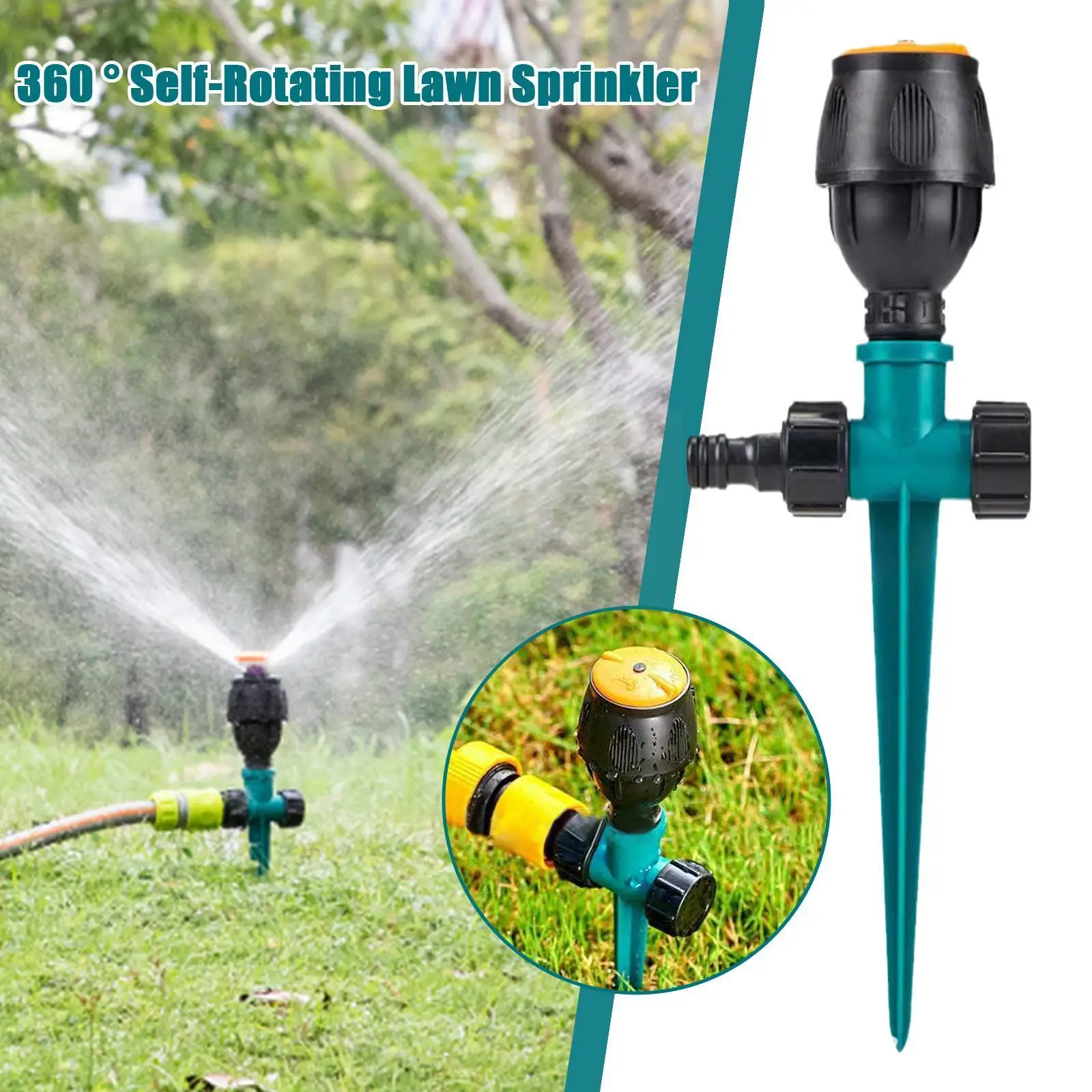 

New Adjustable Spiked Rocker Impact Sprinkler Garden Rotating 360 Sprinklers Lawn Watering Automatic Agriculture Nozzle Deg N4V5