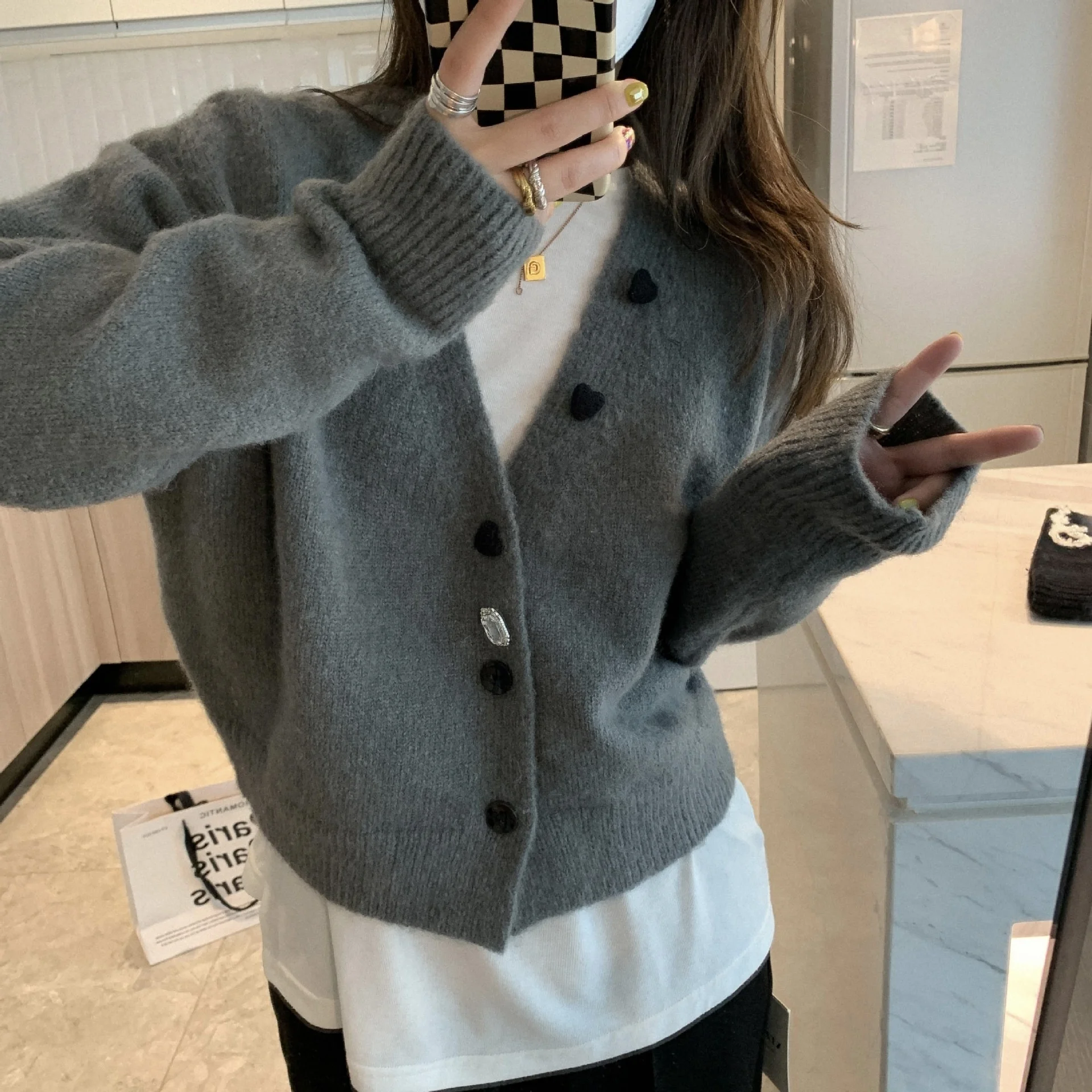 

Sweater Cardigan Coat Short High Waist Soft Waxy Knitting Gentle Wind Cardigan Women's 2022 Pure Color Top