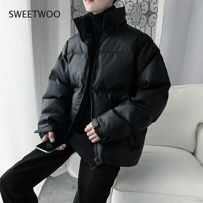 Autumn Cotton Jacket Men Casual Winter Clothing Korean Loose Stand Collar Puffy Jacket Fashion Boys Coat Thick Parka Men Xxl