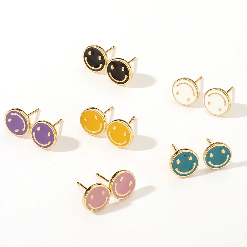 Женские позолоченные серьги-гвоздики Счастливая Улыбка 18 к |