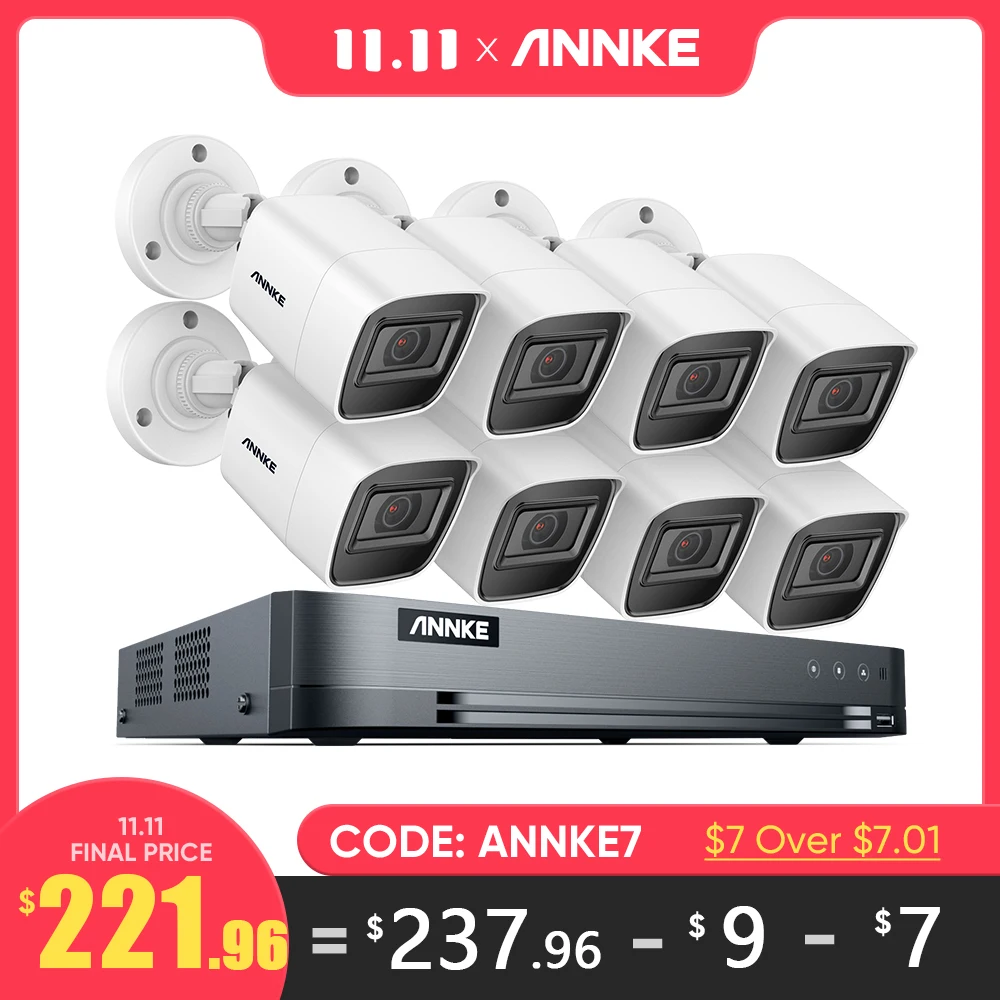 Дешево Система видеонаблюдения ANNKE 4K Ultra HD, 8 каналов, 8 Мп, H.265, видеорегистратор с 4 уличными камерами 8 Мп, защита от атмосферных воздействий Продажа Система видеонаблюдения ANNKE 4K Ultra HD, 8 каналов, 8 Мп, H.265, видеорегистратор с 4 уличными камерами 8 Мп, защита от атмосферных воздействий