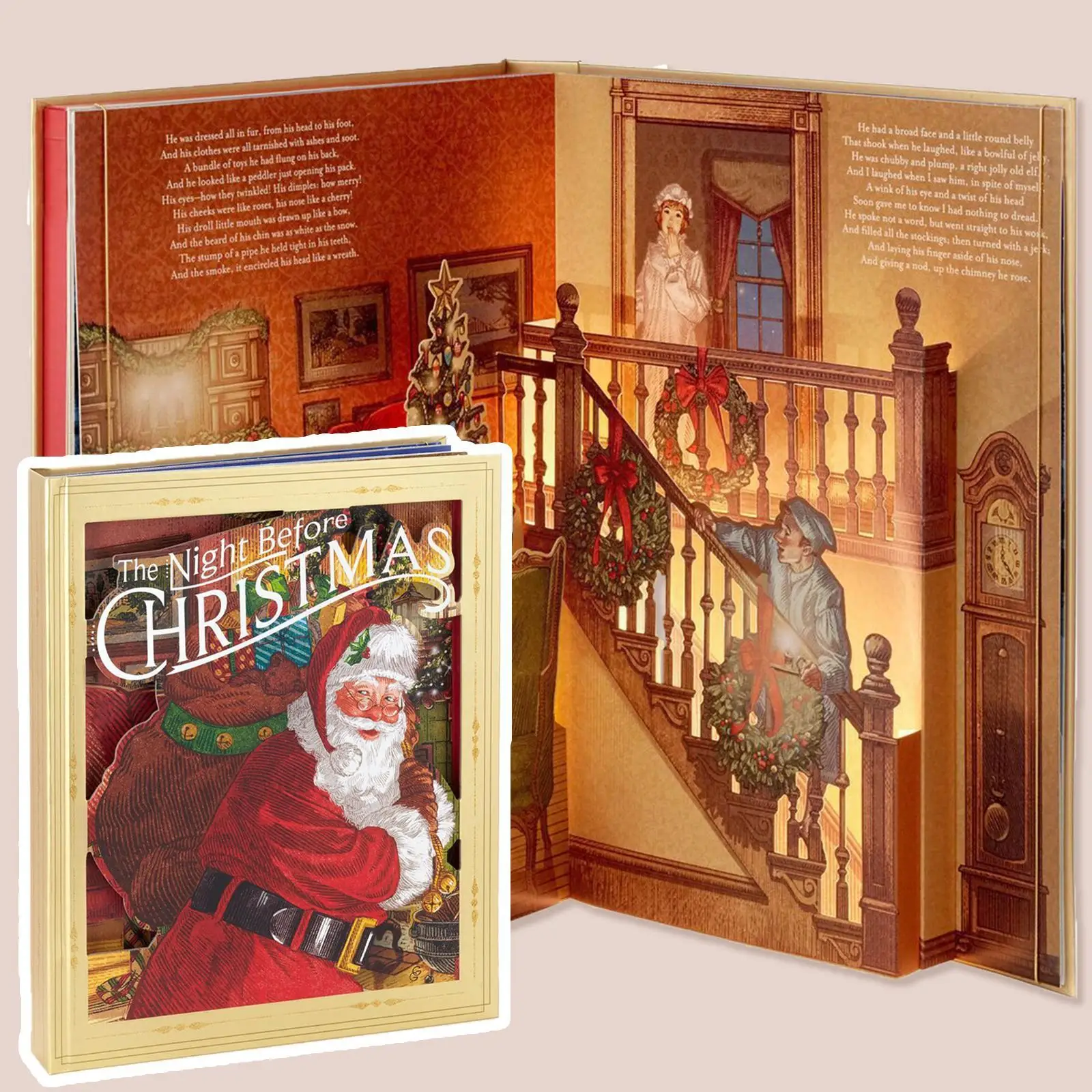 

Книга «Ночь перед Рождеством» со светильник и звуком, изысканная Классическая красивая Книга Историй, рождественские подарки на новый год ...
