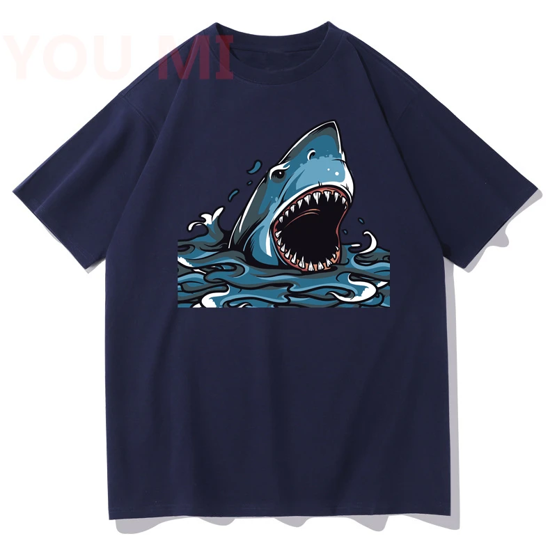 

3D Printing T Shirt Men O Neck Short Sleeve Big Shark T Summer Street Casual Fitness Loose Large Size Newest Shirt
