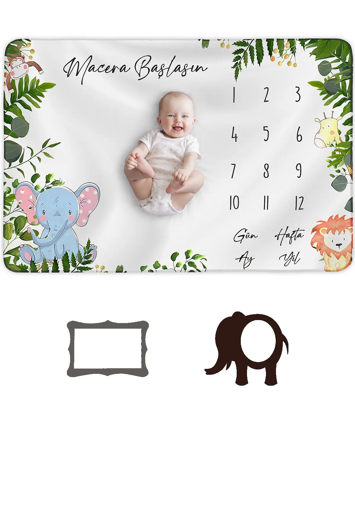 Baby Moment Blanket Newborn Aylık Concept Photo Shooting Cloth 150x100cm Gift Polyester Green Baby & Kids