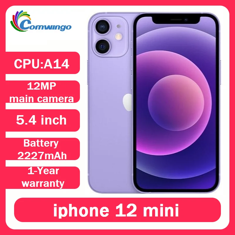 Фото Оригинальный мобильный телефон iPhone 12 Mini 5G, 4 ГБ и 64/128/256 ГБ IOS A14 5,4 дюйма, двойной 12 МП APPLE, используемый мобильный телефон iphone12mini Face ID NFC №1