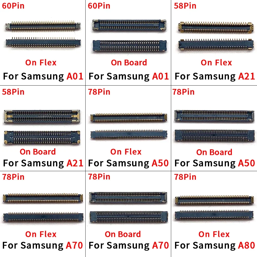 Гибкий разъем FPC для ЖК-дисплея 2 шт. на материнской плате Samsung A01 A21 A50 A70 A80