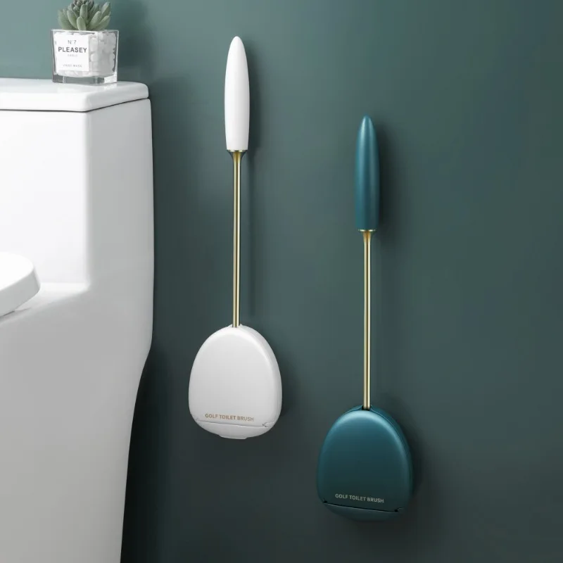 

Upgraded Golf Silicone Toilet Brush Cleaner TPR Bristles Long Handle Cleaning Brush Bathroom WC Storage Organization Accessories