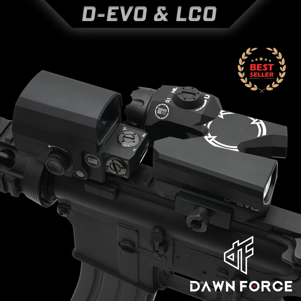 Tactical DEVO Dual-Enhanced View Optic 6x Reticle Riflescope Magnifier and L-C-O Red Dot Holographic Sight with Full Markings