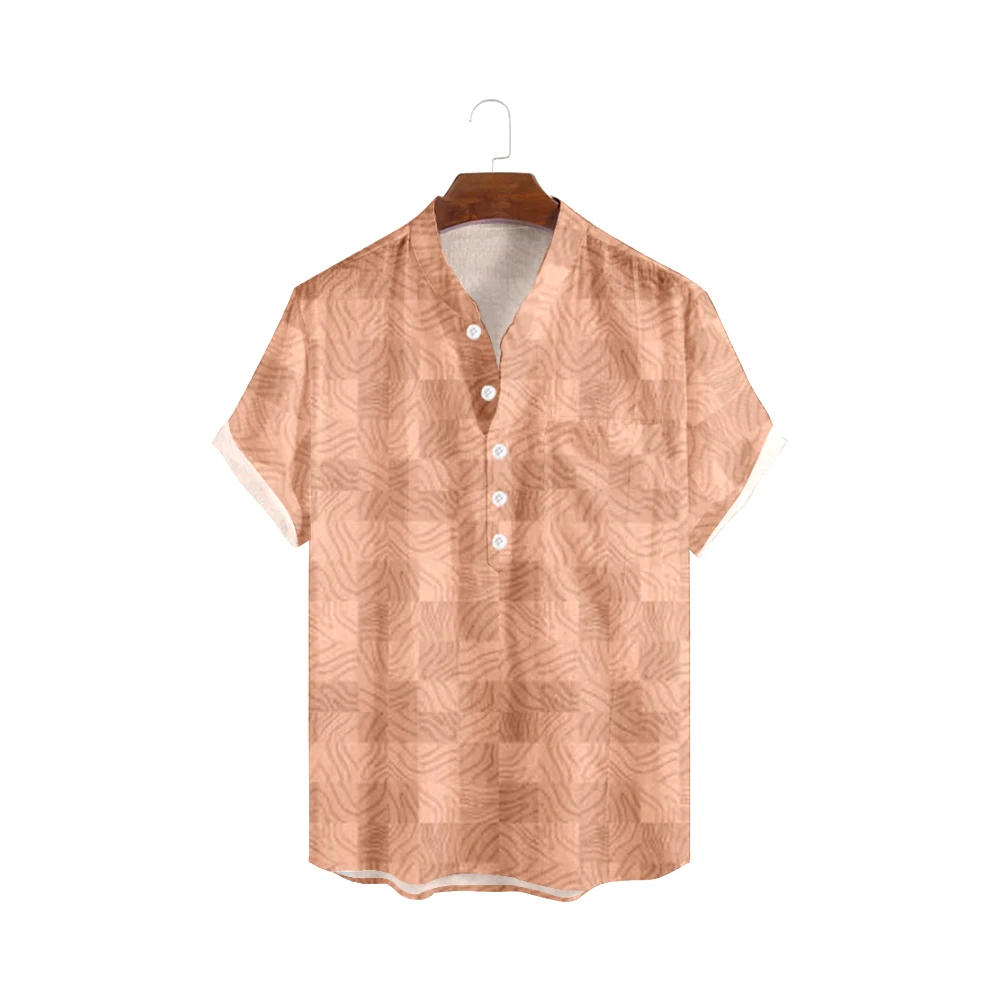 

Men's Short Sleeve Shirts Summer Striped Plaid Print Loose Cool Loose Casual Shirt Tops Holiday Beach Men's Hawaiian Shirts