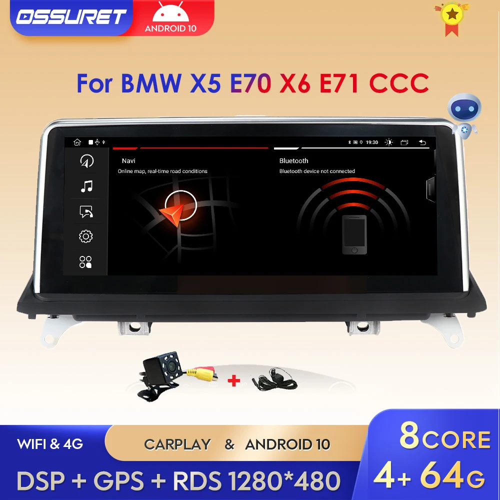 

IPS 4G 64GB Android 10 Car Radio For BMW X5 E70 X6 E71 2007-2010 Multimedia Original CCC CIC GPS Navigation Audio Screen Stereo
