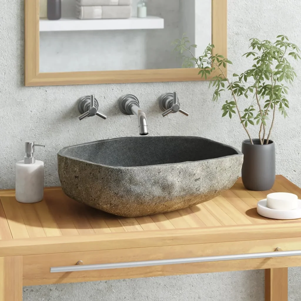

Bathroom Wash Basin,River Stone Bowl Sinks, Bathrooms Decoration Oval 46-52 cm
