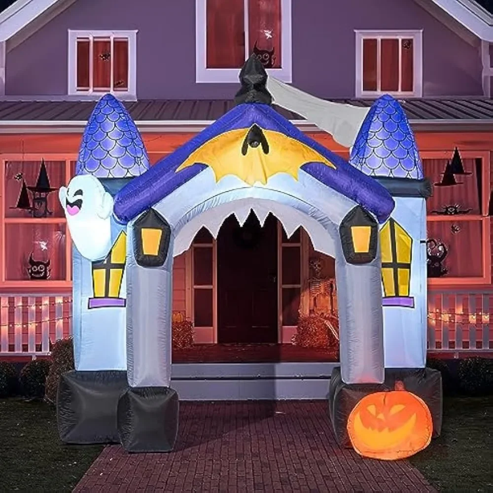 

Хэллоуин надувная Высота 9 футов с привидениями, Надувное украшение двора со встроенными светодиодами, праздничные уличные украшения