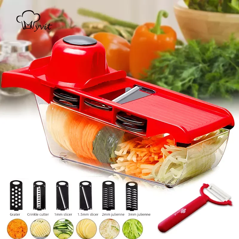 

2023NEW Vegetable Cutter Grater for Vegetables Slicers Shredders Multi Slicer Peeler Carrot Fruit 6 in 1 Gadgets Vegetable Cutti