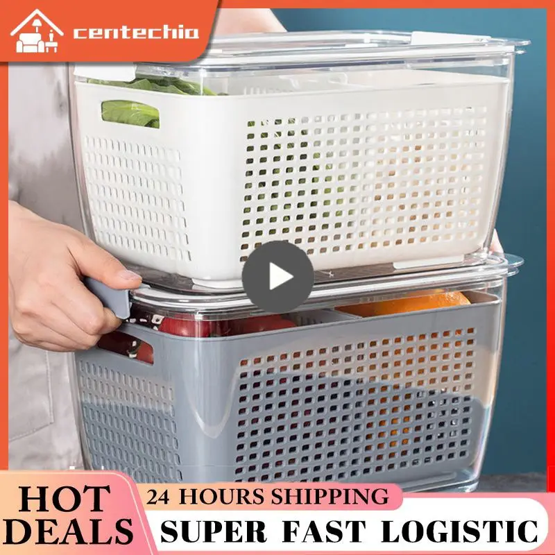 

5/8/10PCS Vegetable Basket Kitchen Strainers Plastic Drip Basket Sealed Box Double Layer Drain Basket Kitchen Gadgets