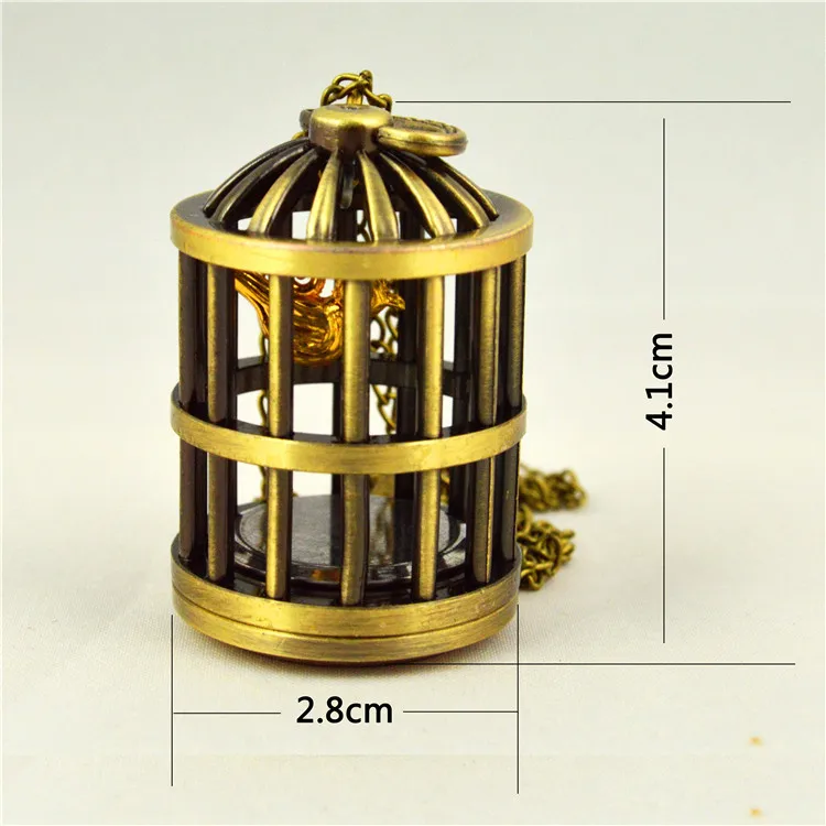 Orologio Da Tasca Al Quarzo Intagliato In Bronzo Vintage Per Uomo Cassa A Gabbia Per Uccelli Cava Orologio A Catena Fob Per Display Analogico Regalo D