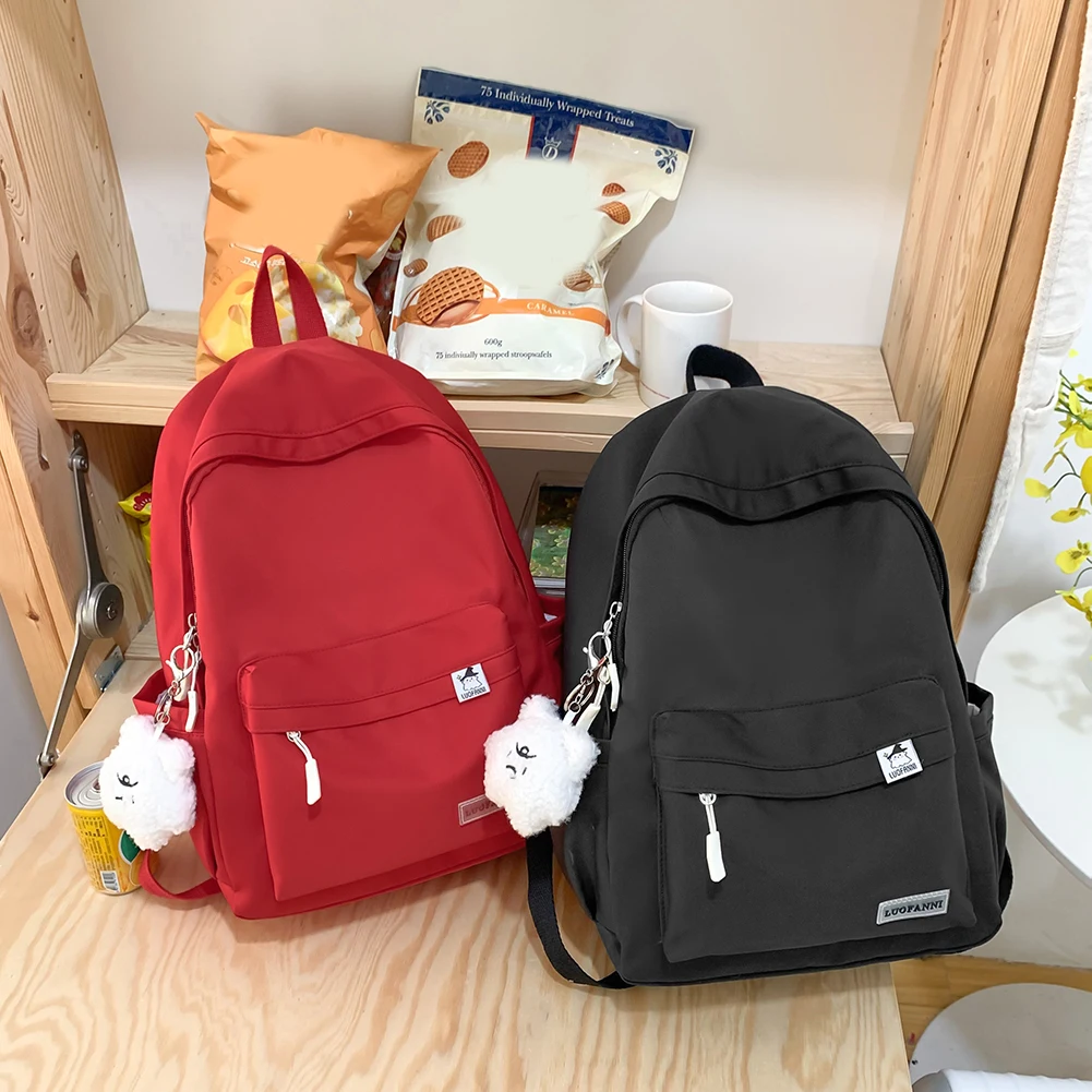 

Waterproof Travel Bag Solid Color Schoolbag Fashion Student Backpacks Multi-pocket Bookbag Preppy Style Harajuku Teenage Mochila