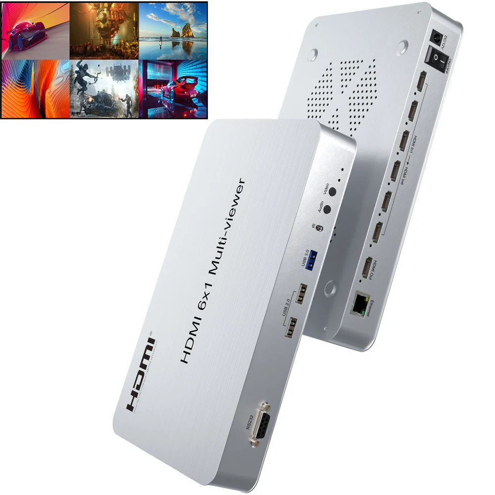

HDMI Multi-Viewer Converter HDMI 6 x 1 Combiner Switch 6 Inputs 1 Output Signal Screen Multiviewer for PS5 Xbox