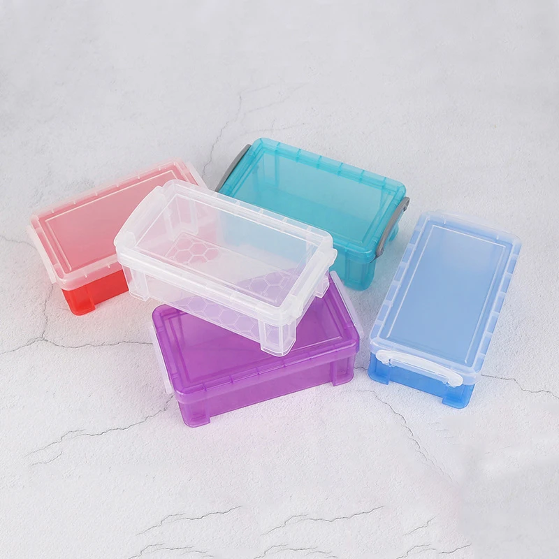 

Candy Color Mini Transparent Plastic Storage Box Desktop Sundries Storage Box Children Plastic Toy Storage Box Household Goods