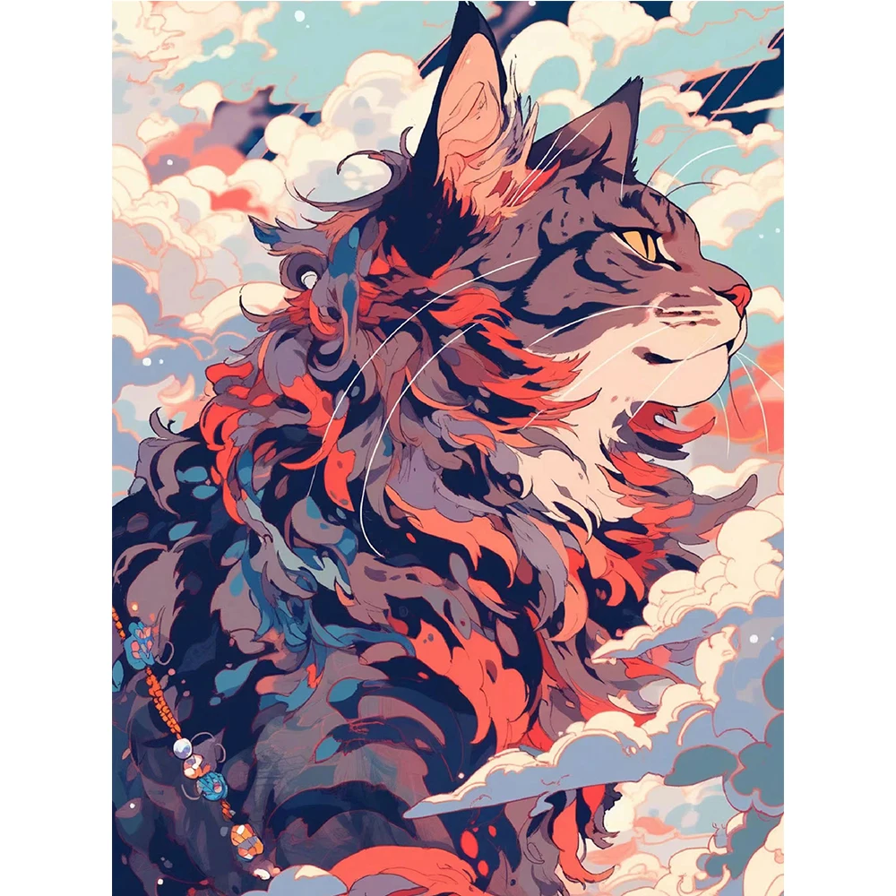 

LZAIQIZG Diamond painting Cat animal DIY full square drill round drill handmade home decoration wall art