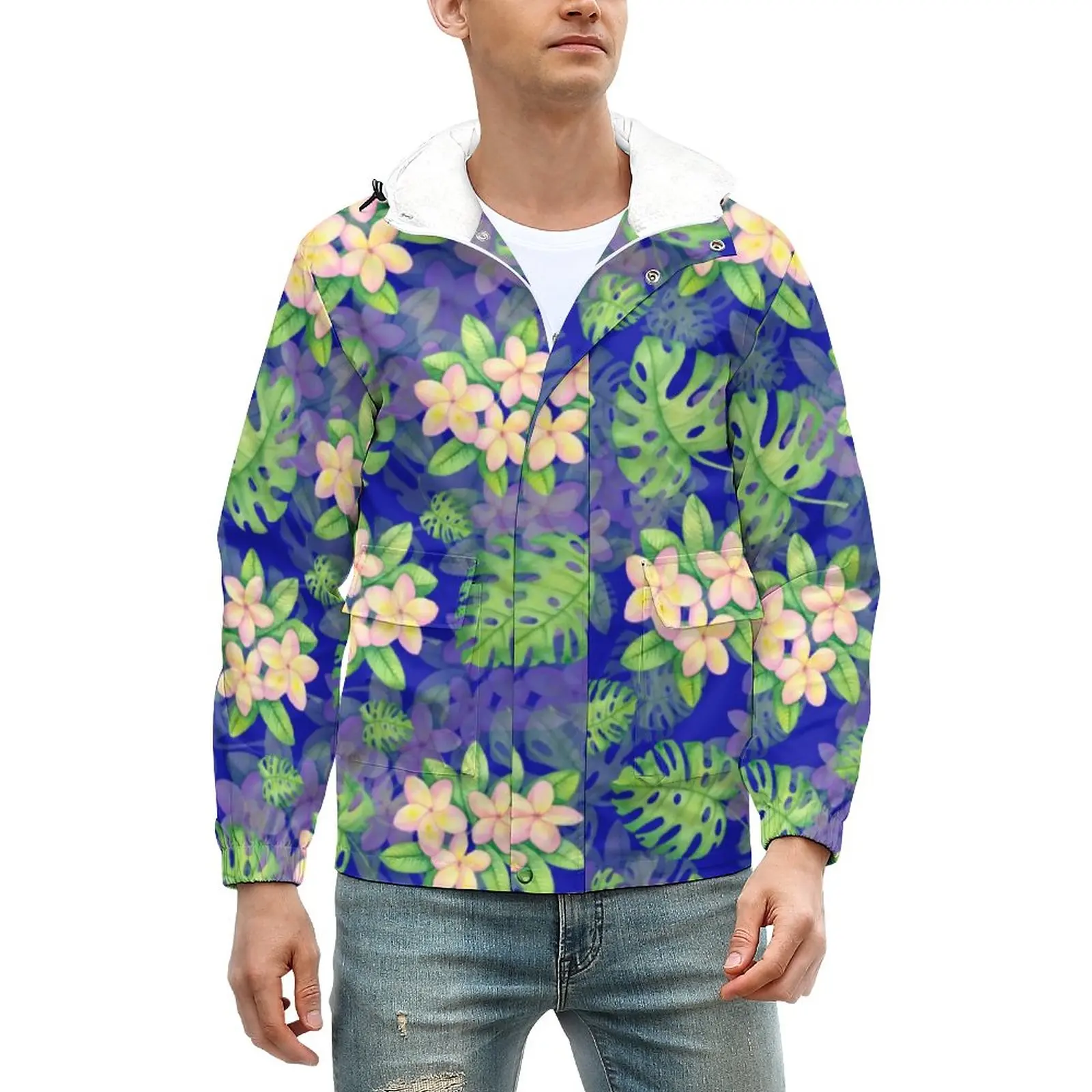 

Куртки с тропическими пальмовыми листьями, мужские плотные зимние пальто с цветочным принтом, уличная ветрозащитная Повседневная ветровка...
