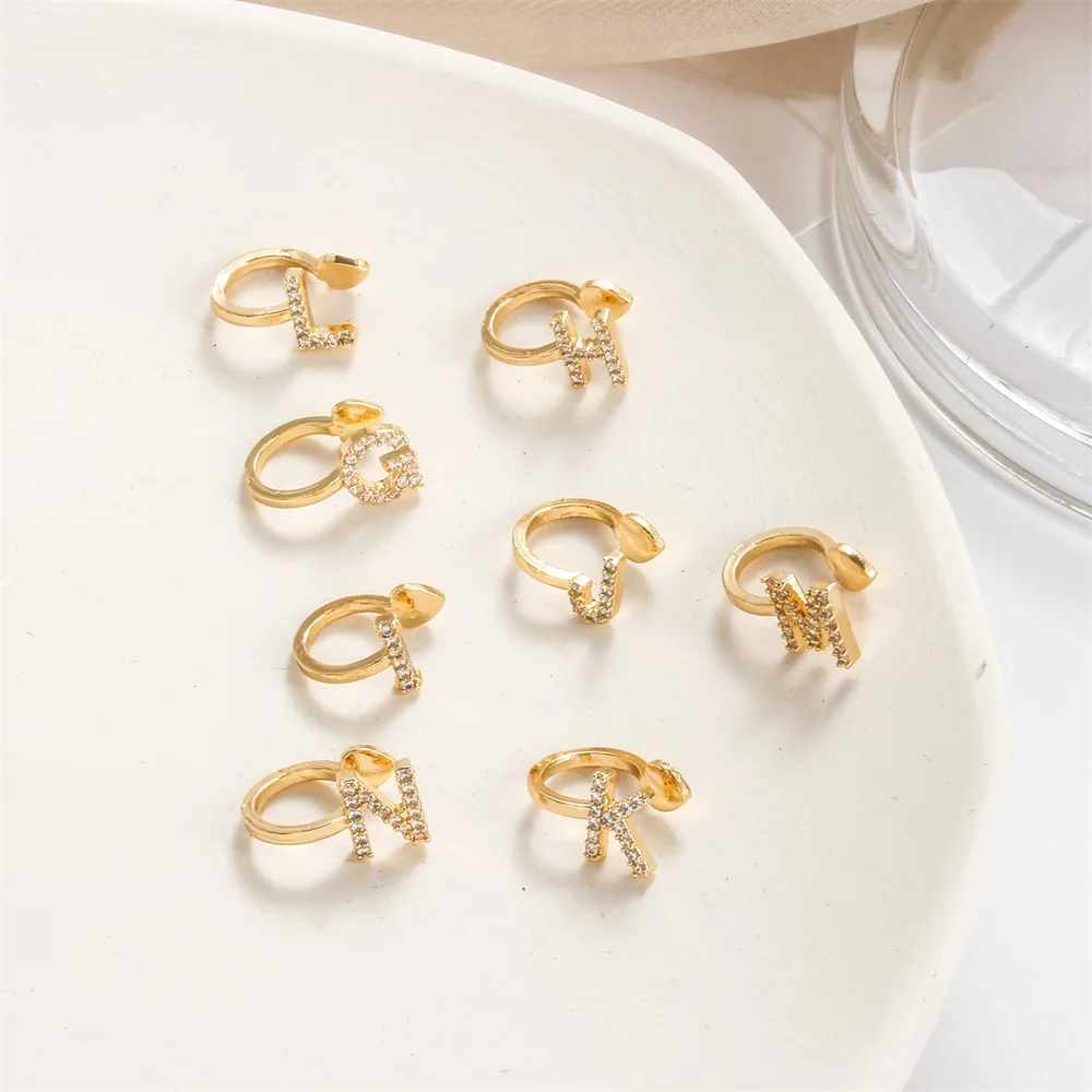 

Aporola 2022 Women Fashion 26 English Letter Ear Clips U-shaped Pierced Zircon Earrings Without Piercing Ear Clip Gift Jewelry