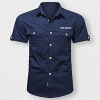 2022 mens military shirt%c2%a0solid color%c2%a0pockets%c2%a0summer%c2%a0single breasted turn down collar shirt%c2%a0for working%c2%a0