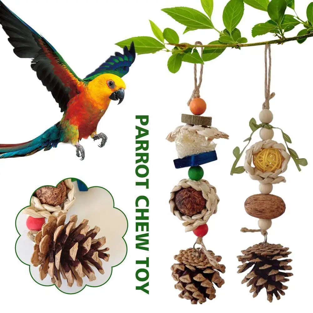

2023 Bird Chewing Toy Bird Beak Grinding Toy With Removable Bite Hook Toys Birds Block | Toys Parrot Parrot Wooden Cage B2i9