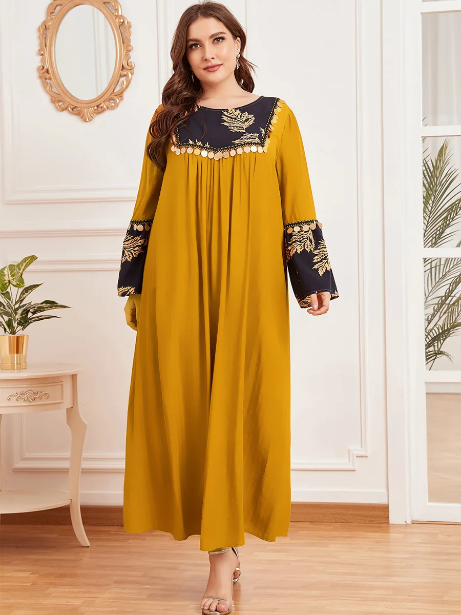 Мусульманское платье с вышивкой Женский турецкий халат Дубая кафтан в