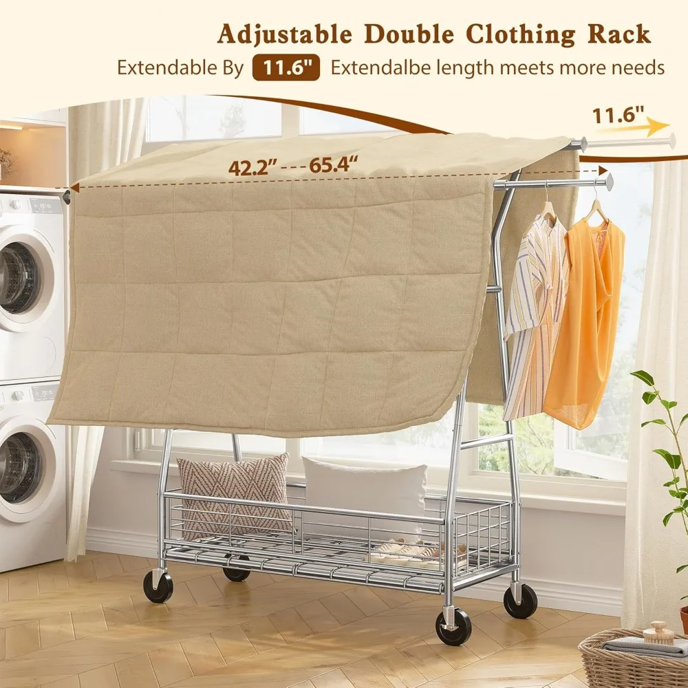 Вешалка для одежды Сверхмощная вешалка на колесиках с нагрузкой 600 фунтов