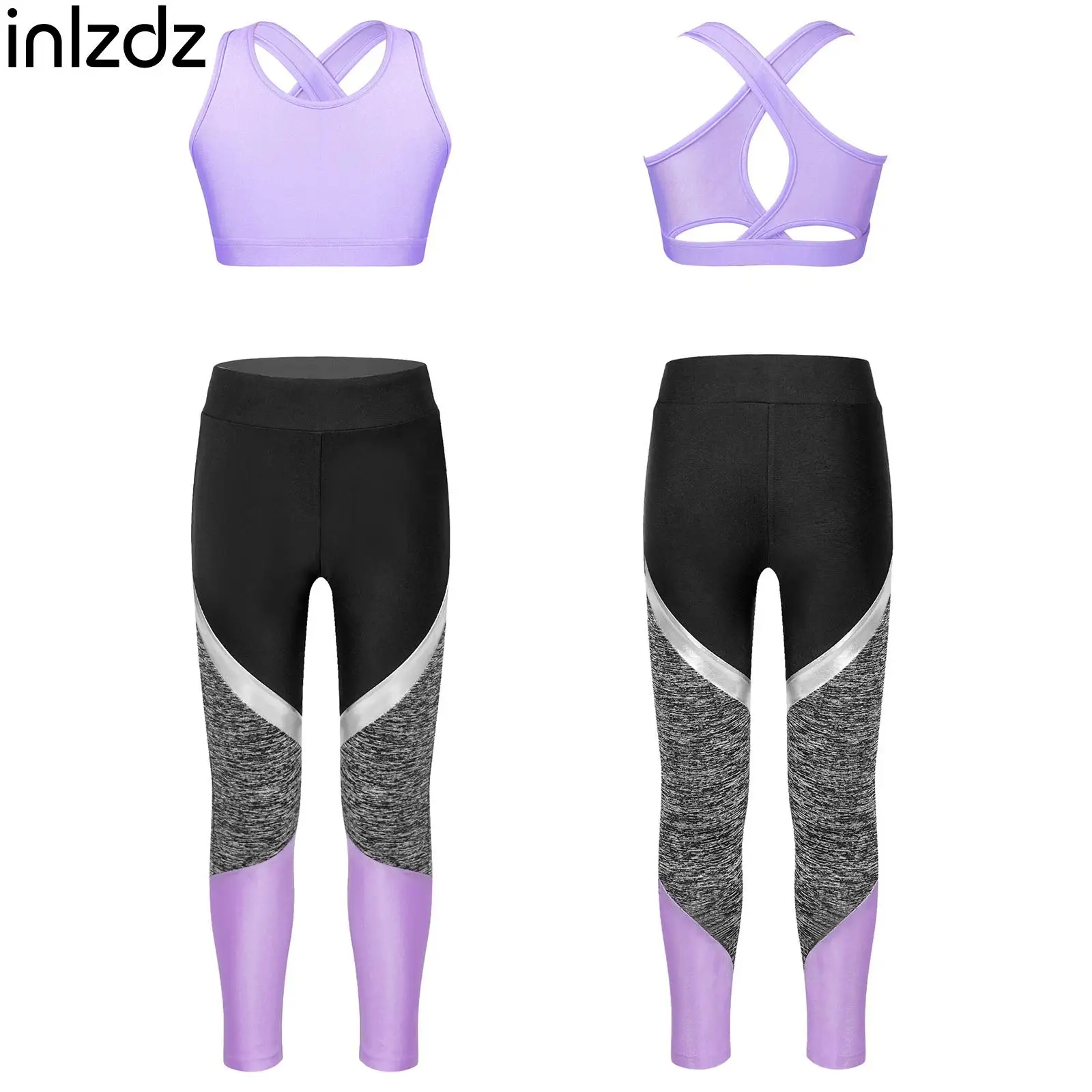 

Топ и штаны для девочек 6-14 с U-образным вырезом и длинными леггинсами