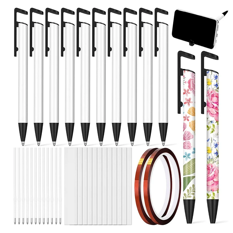 

12Pc Sublimation Pens Blank With Shrink Wrap Coated Aluminum Tube Body And Sublimation Shrink Wrap For DIY Office School