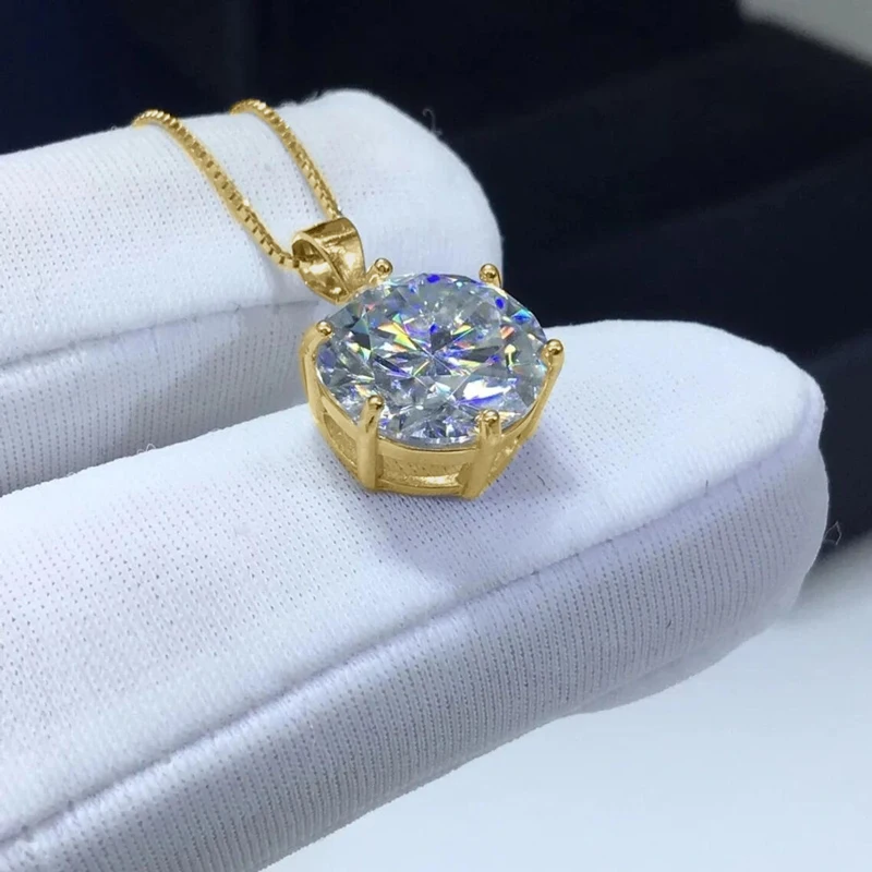 Фото RAPRGOLD Многоразмерные колье-солитеры с муассанитом для женщин, простые подвески на цепочке, подарок для подруги, ювелирное украшение на шею с сертификатом GRA №2