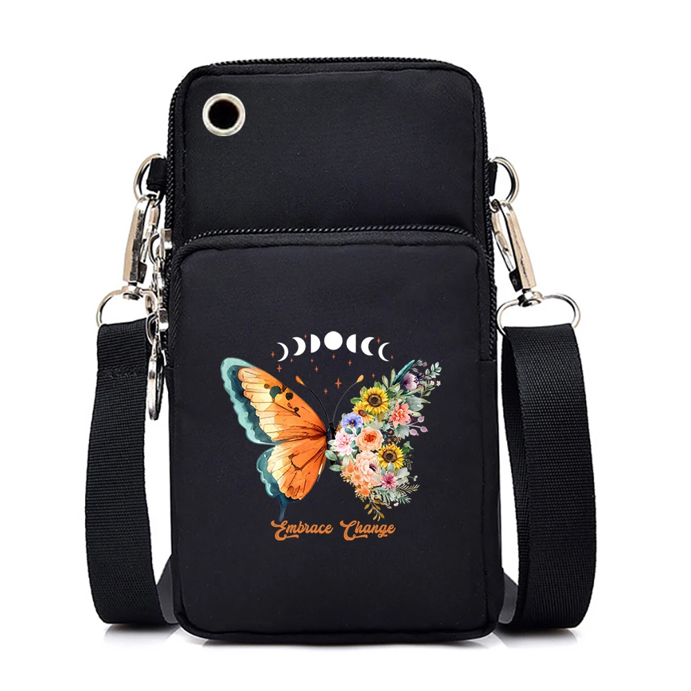 

Watercolor Butterfly Mini Phone Bags for Women Retro Floral Shoulder Bag Moon Graphics Lady Teen Purse and Handbags Wrist Bag