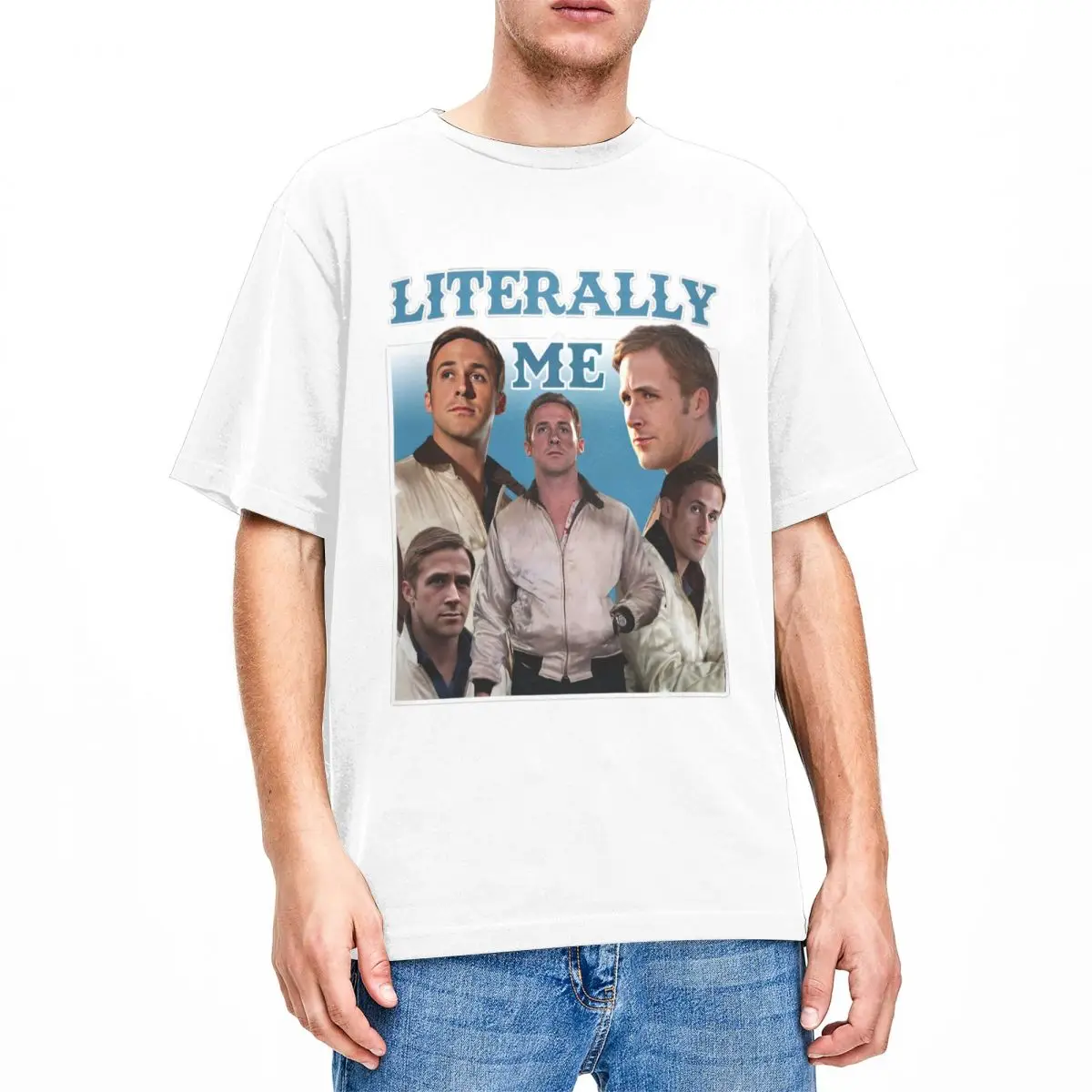 

Men Women's T-Shirt Retro Literally Me Merch Funny Pure Cotton Short Sleeve Ryan Gosling Bootleg T Shirts Round Neck Tops Unique