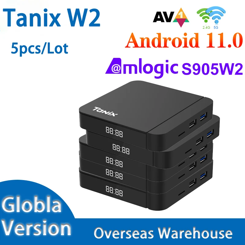 

5pcs Smart TV Box Android 11 Amlogic S905W2 Tanix W2 AV1 2.4G&5.8G Dual Wifi HDR10 2G 16G 4K Media Player Youtube Set Top Box