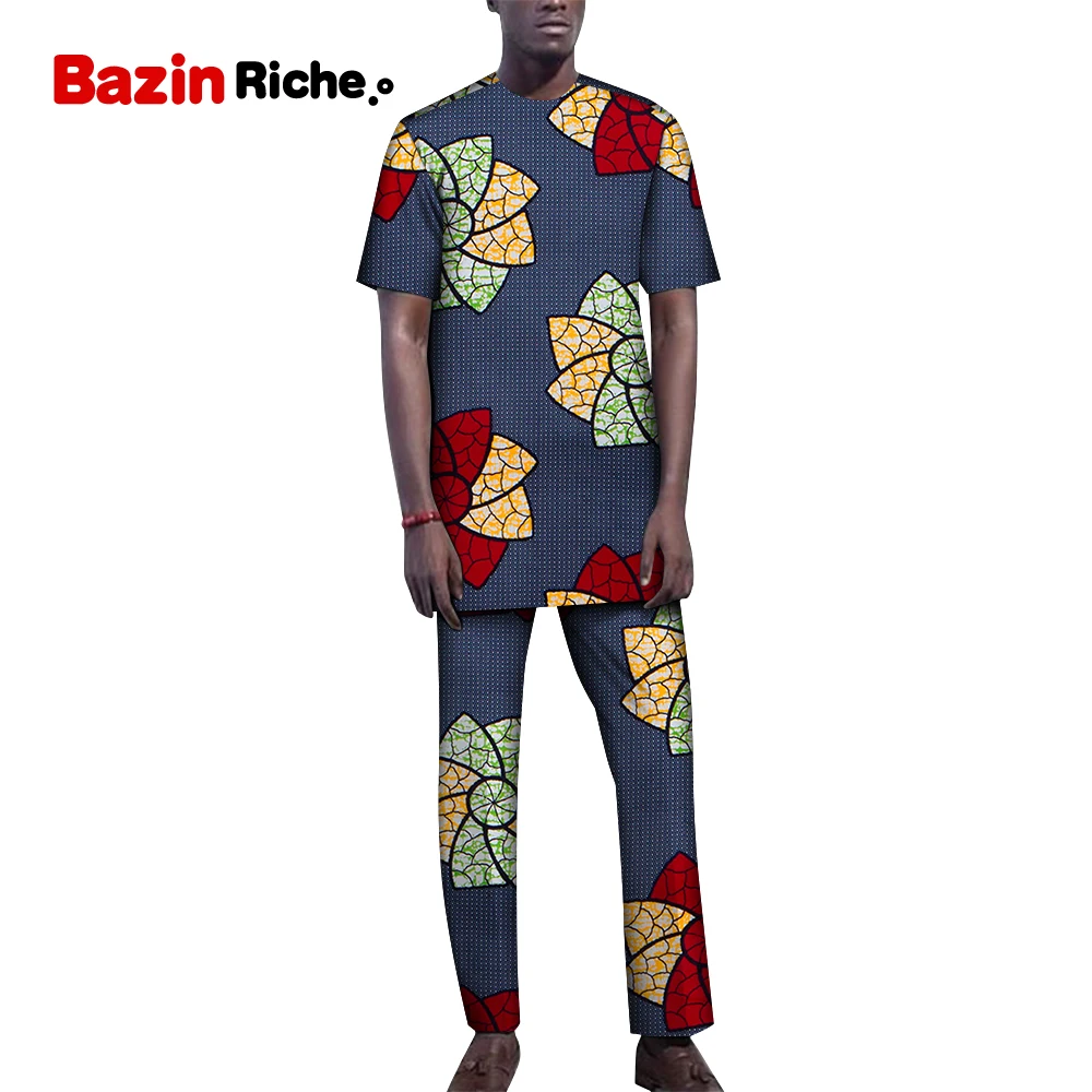 Костюм спортивный мужской с принтом футболка и брюки повседневные шорты стиль