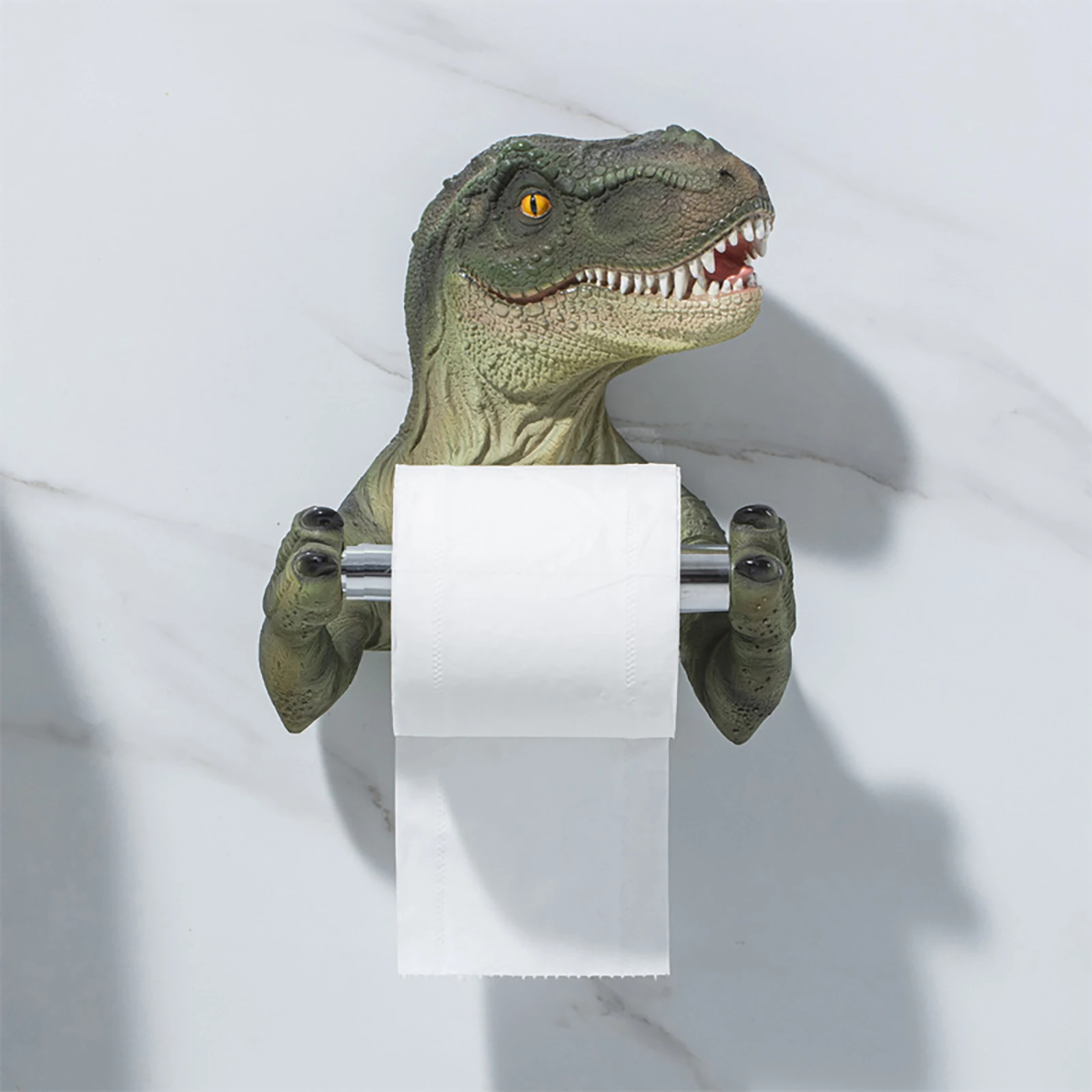 

Resin Wall Rack Toilet Paper Holder Cartoon Dinosaur Towel Rack Bathroom Roll Holder Statue Tissue Box Decorations