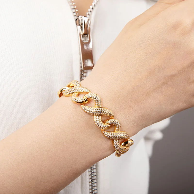 

Браслет-цепочка мужской из кубинской цепи с фианитом