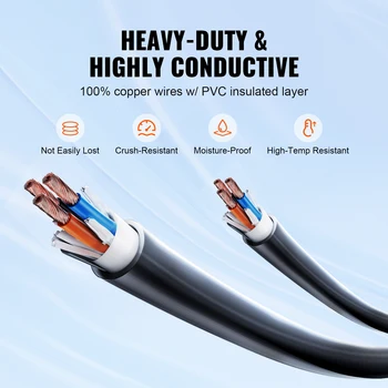 VEVOR 30A/50A RV Power Cord 15/25/30/50 Feet Heavy Duty Generator Cord with LED Indicator Handle 15A Adapter for RVs Powe Supply 3