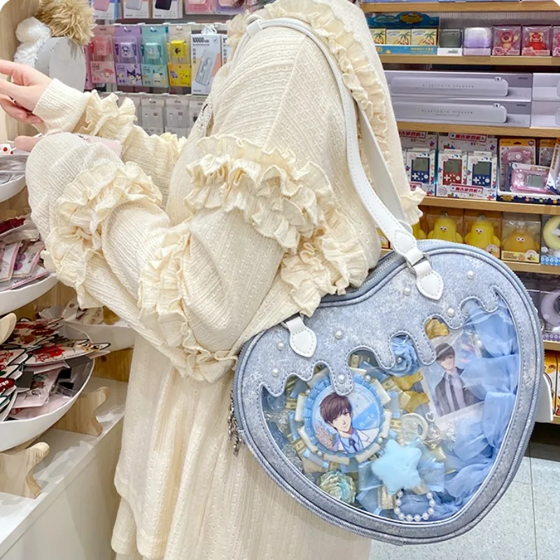 Сумка Lolita 2024 милая через плечо с сердцем элегантная форма JK искусственная