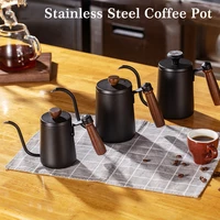 hand brewed coffee pot with scale wooden handle 304 stainless steel teflon household commercial drip filter pot 600ml